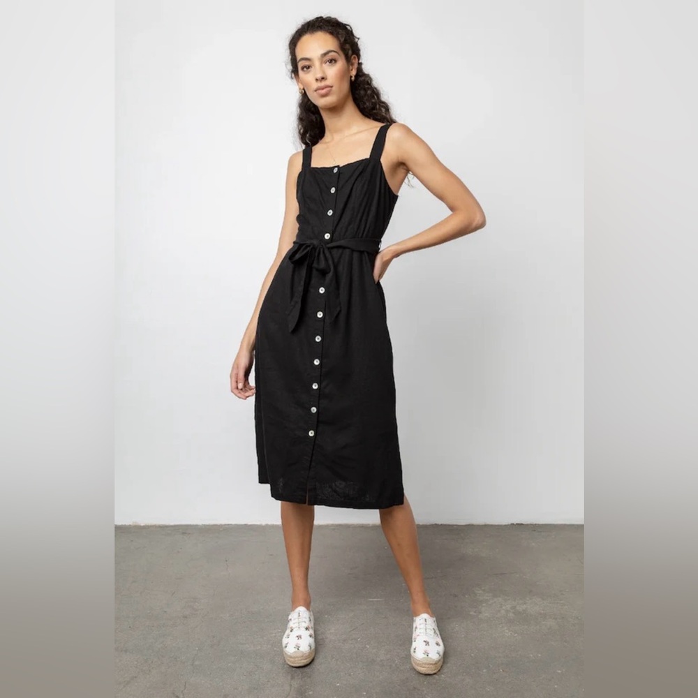 RAILS NWT The Clement Black Button Down Sleeveless Tie Waist Dress